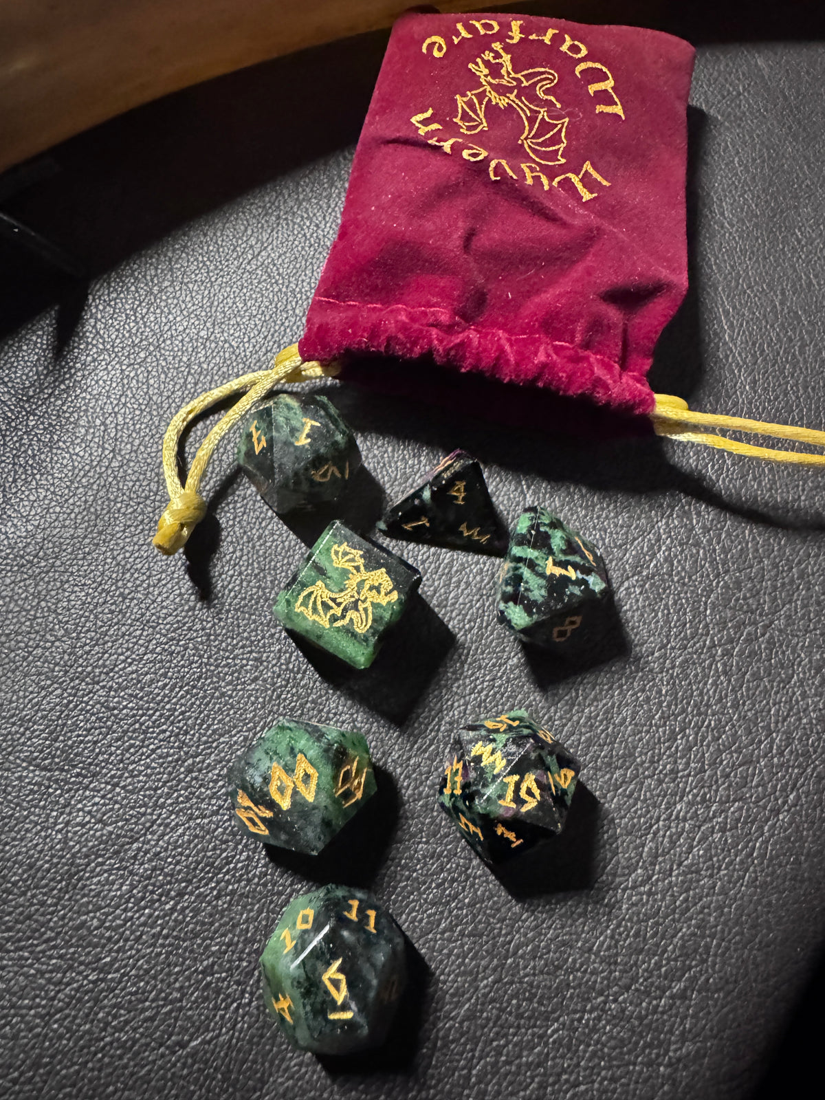 Ruby Ziosite Gemstone Dice Set