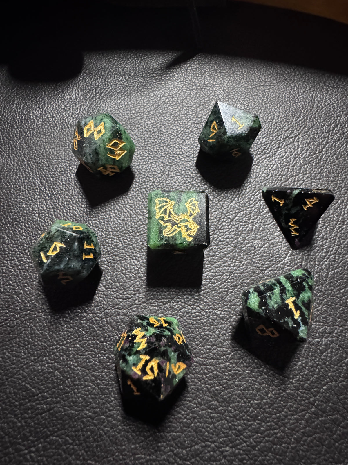 Ruby Ziosite Gemstone Dice Set