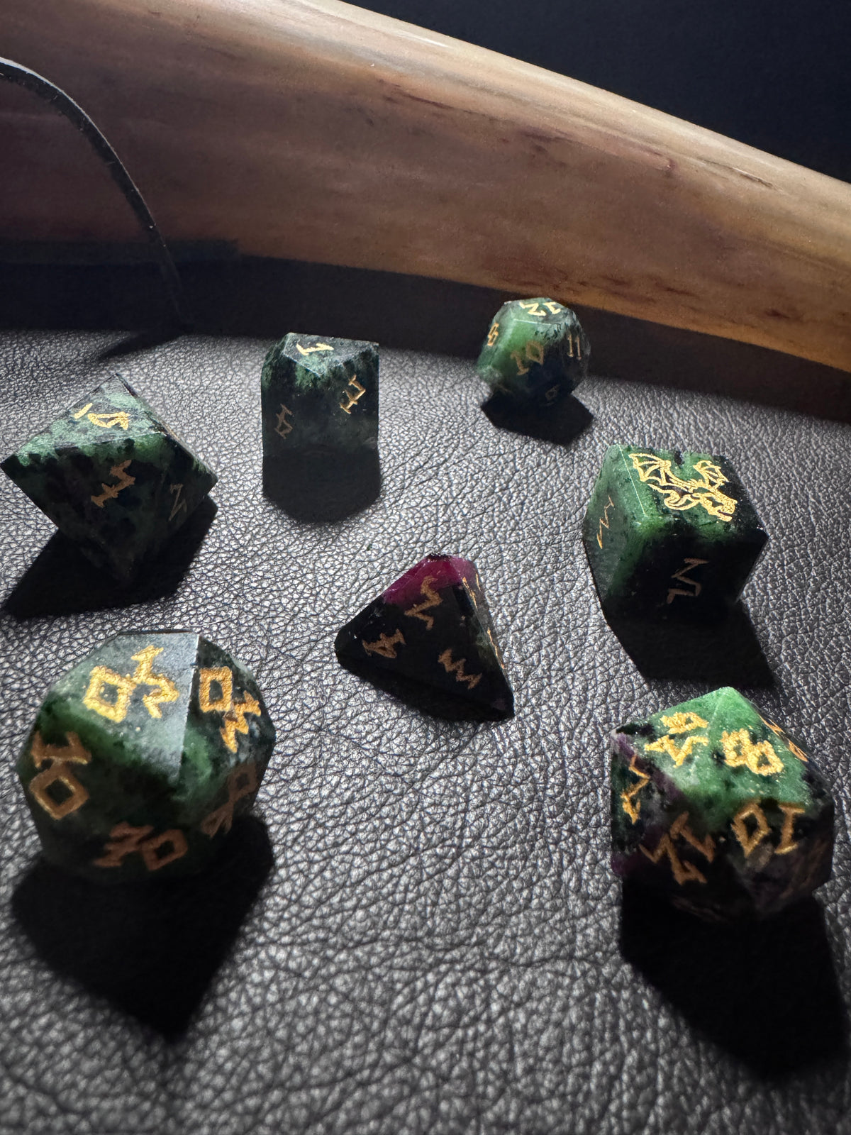 Ruby Ziosite Gemstone Dice Set