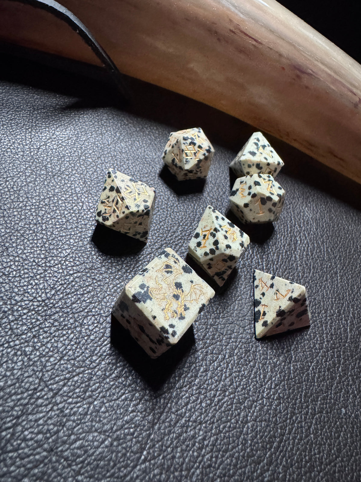 Dalmatian Jasper Gemstone Dice Set