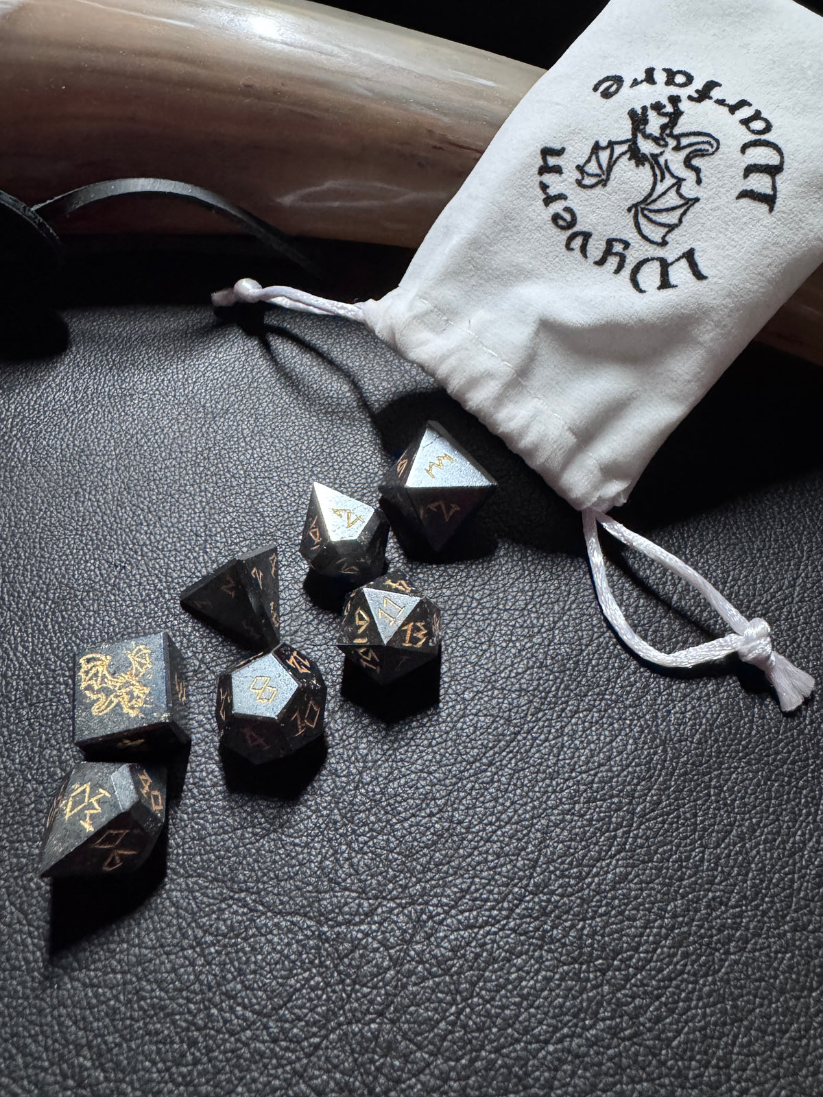 Hematite Gemstone Dice Set